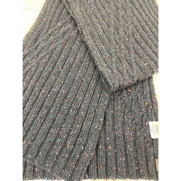 UGG Scarf Wool Blend Knit Black Multicolor Speckled Unisex 68" x 11" - Picture 3 of 6
